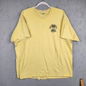 Bubba Gump Shrimp Co Shirt Mens 2XL Yellow Daytona Beach Palm Tree Graphic Faded
